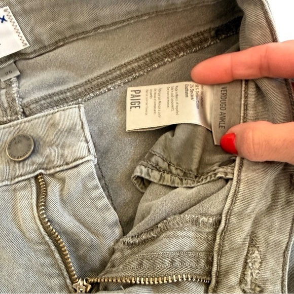 PAIGE Verdugo Ankle Skinny Jeans Women’s 25 Gray Distressed Raw Hem - Picture 4 of 7